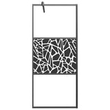 Vidaxl Walk-in Duschwand mit Steinmotiv 90x195 cm ESG Glas schwarz