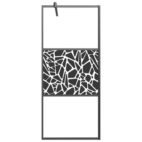 Vidaxl Walk-in Duschwand mit Steinmotiv 90x195 cm ESG Glas schwarz