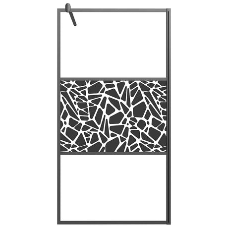 Vidaxl begehete Duschwand mit Steinmotiv 100x195 cm ESG Glas schwarz
