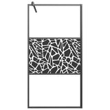 Vidaxl begehete Duschwand mit Steinmotiv 100x195 cm ESG Glas schwarz