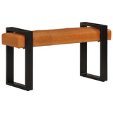 Vidaxl bankje 110 cm echt geitenleer zwart en bruin