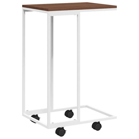 Vidaxl bijzettafel met wieltjes 40x30x63,5 bewerkt hout wit en bruin