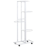 Vidaxl Blütenstandard mit Rädern 5-Schicht 44x23x100 cm Eisen weiß