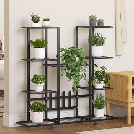 Vidaxl Blumenstandard mit Rädern 94.5 x 24,5 x 91,5 cm Eisen schwarz