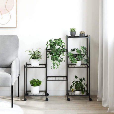 Vidaxl Blütenstandard mit Rädern 83x25x83.5 cm Eisen schwarz