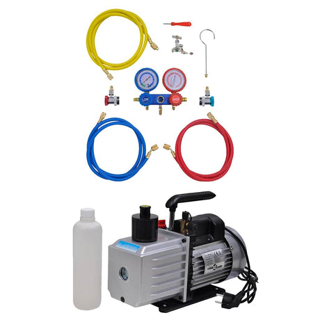 Vidaxxl Vakuumpumpe 100 l min mit 2-Wege-Manometer-Set