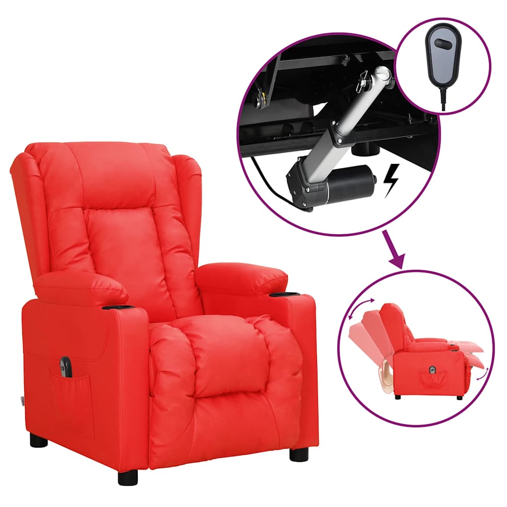 Vidaxl fauteuil verstelbaar elektrisch kunstleer rood