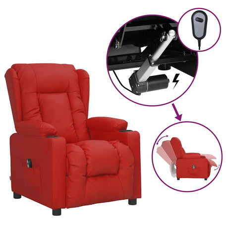 Vidaxl fauteuil verstelbaar elektrisch kunstleer wijnrood