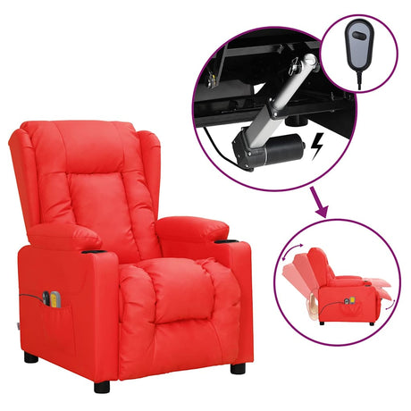 Vidaxl massagestoel elektrisch kunstleer rood