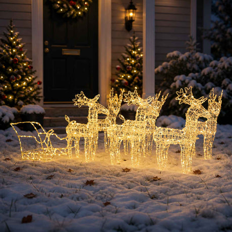Vidaxl Weihnachtsdekorationen Rentier und Ärmel 320 LEDs Acryl