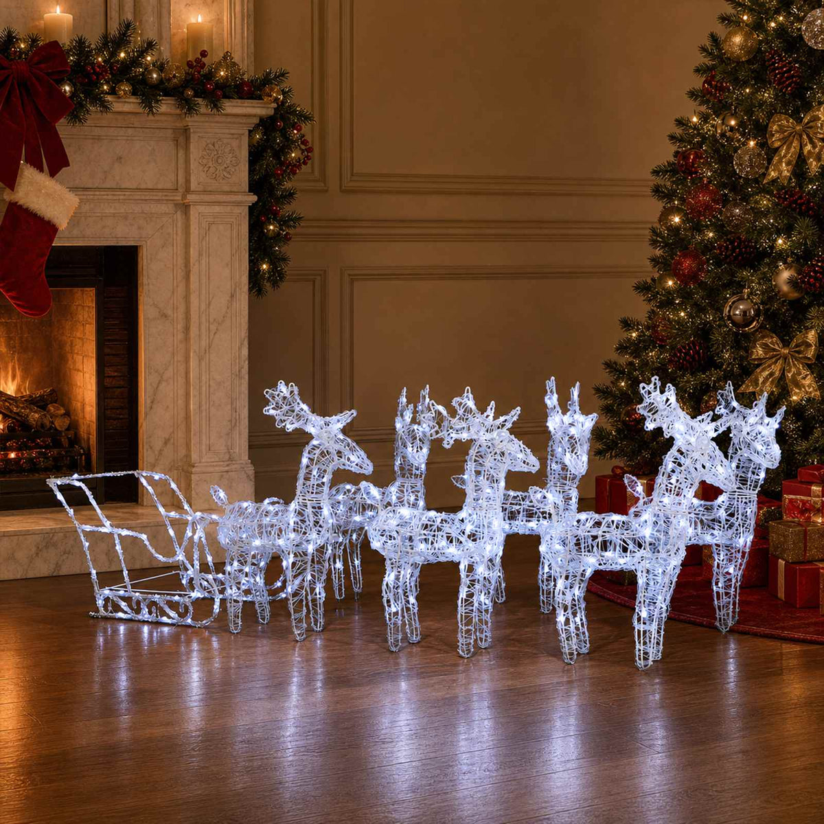 Vidaxl Weihnachtsdekorationen Rentier und Ärmel 320 LEDs Acryl