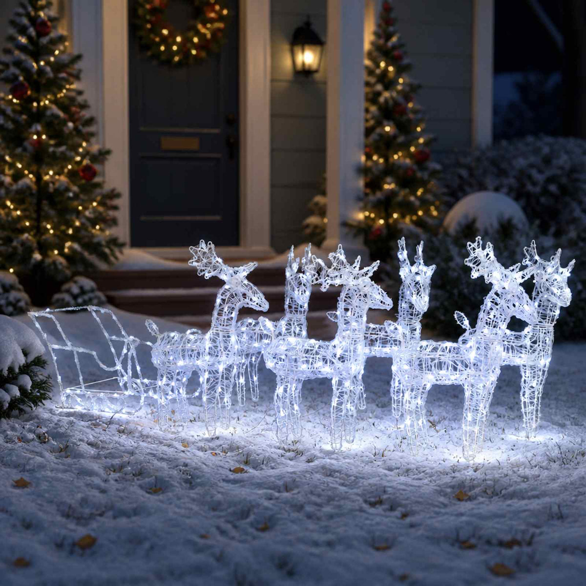 Vidaxl Weihnachtsdekorationen Rentier und Ärmel 320 LEDs Acryl