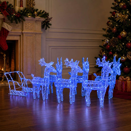 VidaXL Weihnachtsdekoration Rentier und Schlitten 320 LEDs Acryl
