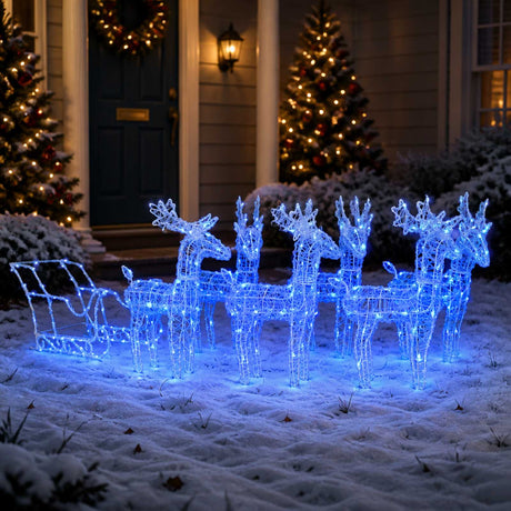 VidaXL Weihnachtsdekoration Rentier und Schlitten 320 LEDs Acryl