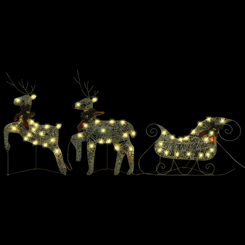 VidaXL Outdoor-Weihnachtsdekoration Rentier und Schlitten 140 LEDs goldfarben