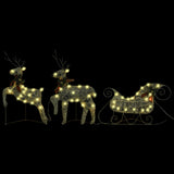 VidaXL Outdoor-Weihnachtsdekoration Rentier und Schlitten 140 LEDs goldfarben