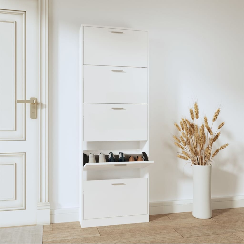 Vidaxx Schuhschrank 59x17x169 cm lackiertes Holz Hochglanz weiß
