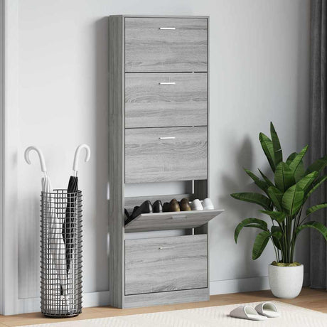 VIDAXL -Schuhschrank 59x17x169 cm Eigenschaften Holzgrau Sonoma Eiche Farbe