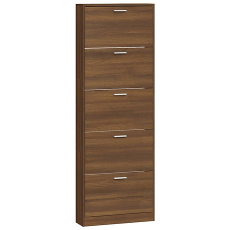 VIDAXL -Schuhschrank 59x17x169 cm Eigenschaften Holzbraune Eiche Farbe