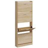 Vidaxl Schuhschrank 59x17x150 cm verarbeitete Holzeiche gefärbt