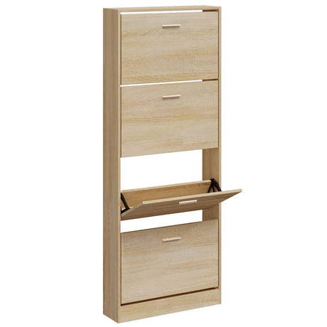 Vidaxl Schuhschrank 59x17x150 cm verarbeitete Holzeiche gefärbt