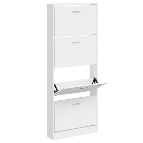 Vidaxl Schuhschrank 59x17x150 cm verarbeitetes Holz Hochglanz weiß