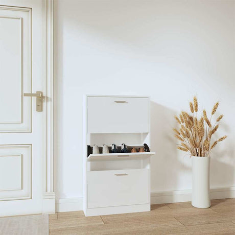 VIDAXL -Schuhschrank 59x17x108 cm propertiertes Holz Hochglanz weiß