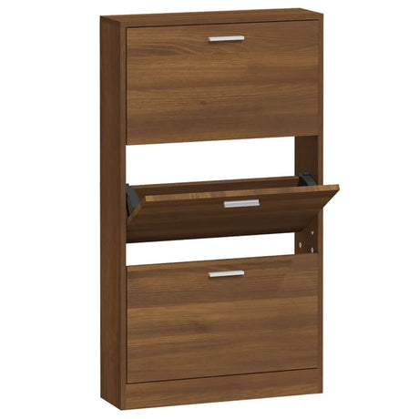 VIDAXL -Schuhschrank 59x17x108 cm Schnitt Holzbraune Eiche Farbe