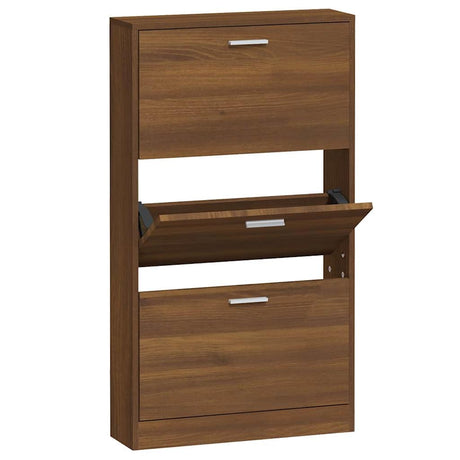 VIDAXL -Schuhschrank 59x17x108 cm Schnitt Holzbraune Eiche Farbe