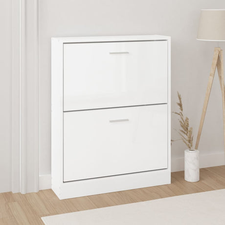 Vidaxl Schuhschrank 59x17x81 cm verarbeitetes Holz Hochglanz weiß
