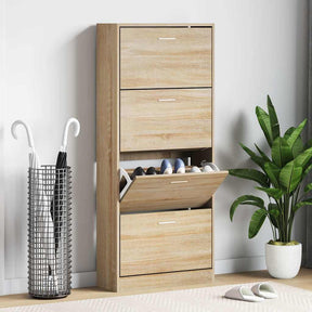 VIDAXL -Schuhschrank 63x24x147 cm propertiertes Holz Sonoma Eiche gefärbt
