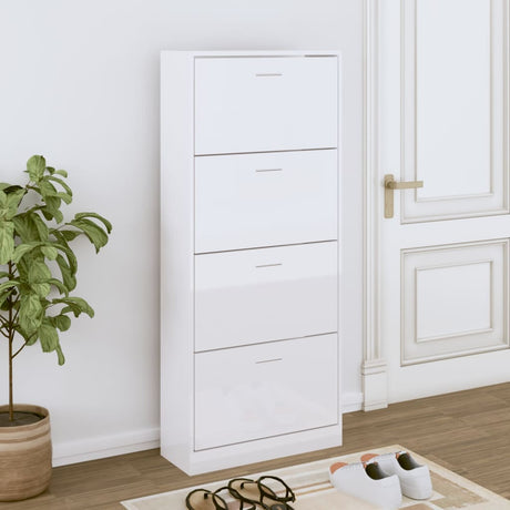 Vidaxx Schuhschrank 63x24x147 cm lackiertes Holz Hochglanz weiß