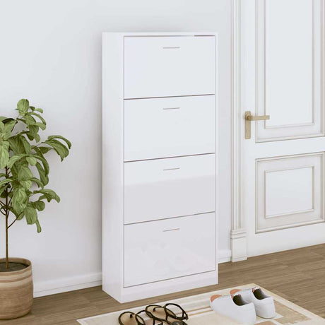 Vidaxx Schuhschrank 63x24x147 cm lackiertes Holz Hochglanz weiß