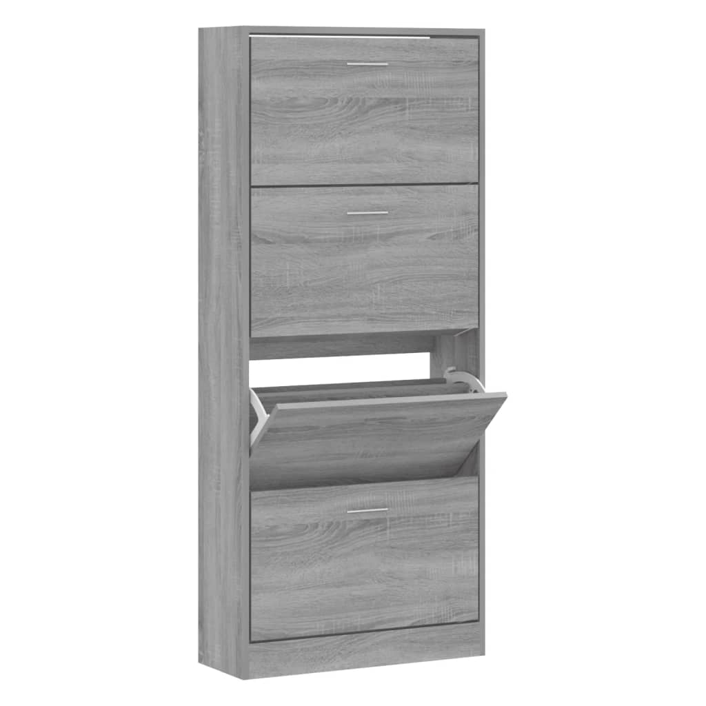 VidaXL Schuhschrank 63x24x147 cm, fertiges Holz, grau Sonoma