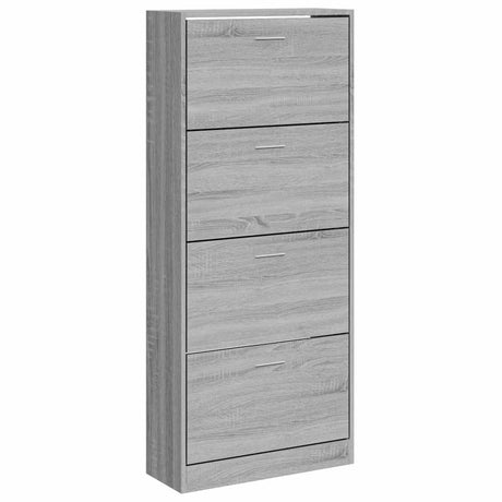 VidaXL Schuhschrank 63x24x147 cm, fertiges Holz, grau Sonoma