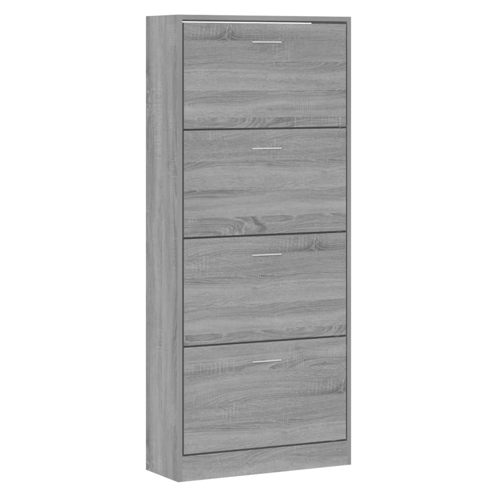 VidaXL Schuhschrank 63x24x147 cm, fertiges Holz, grau Sonoma