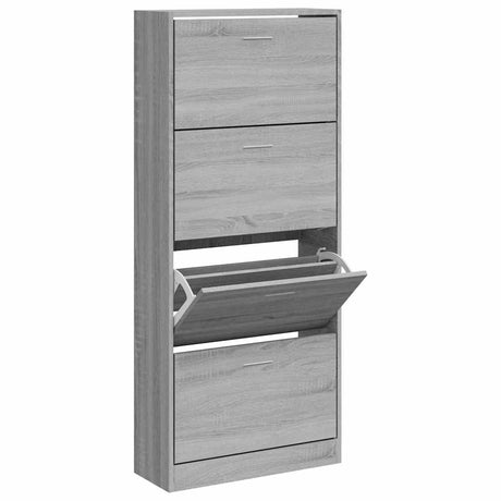 VidaXL Schuhschrank 63x24x147 cm, fertiges Holz, grau Sonoma