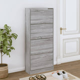 VidaXL Schuhschrank 63x24x147 cm, fertiges Holz, grau Sonoma