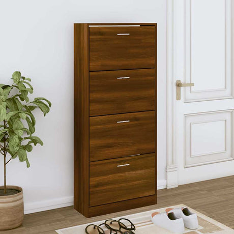 Vidaxx Schuhschrank 63x24x147 cm, fertige Holzfarbe Eiche braun