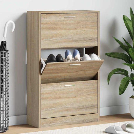 VIDAXL -Schuhschrank 63x24x103 cm propertiertes Holz Sonoma Eiche gefärbt