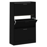 Vidaxl Schuhschrank 63x24x103 cm verarbeitetes Holz schwarz