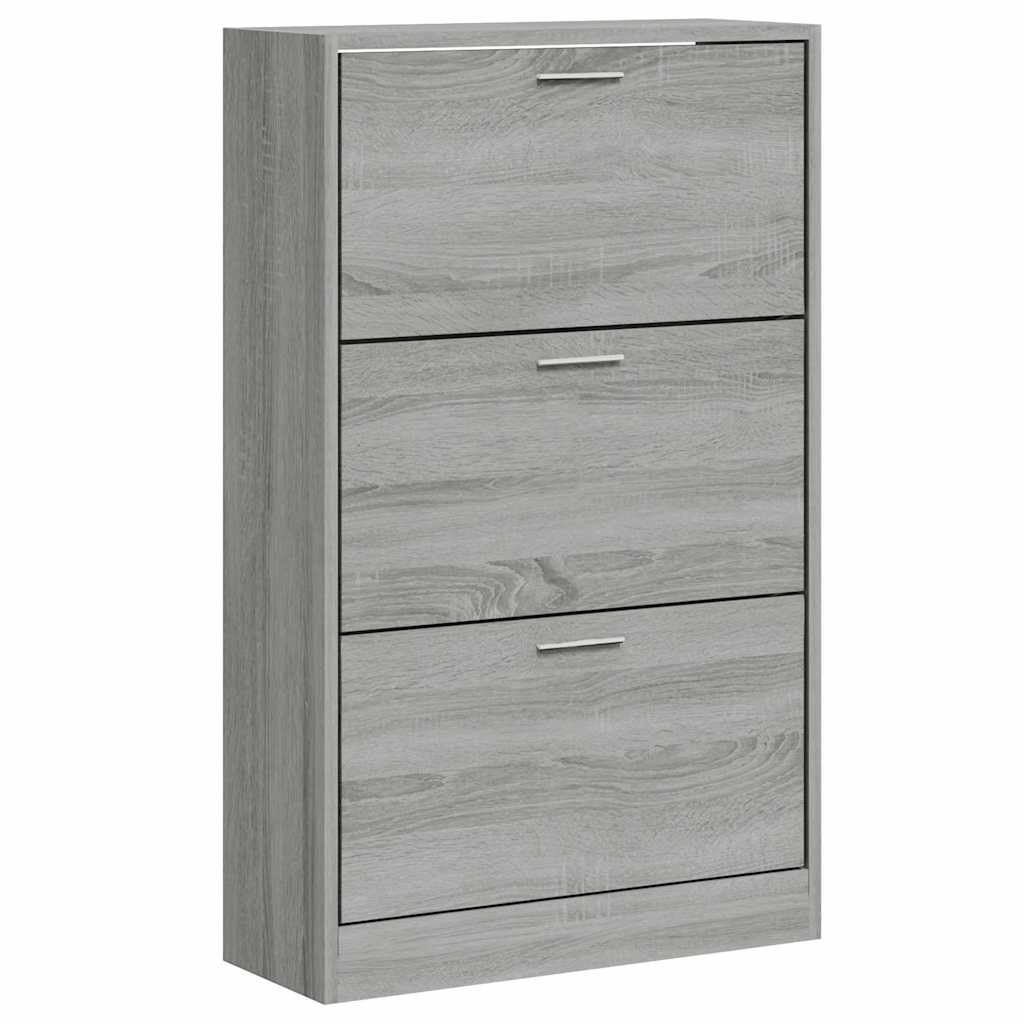 VidaXL Schuhschrank 63x24x103 cm, fertiges Holz, grau Sonoma
