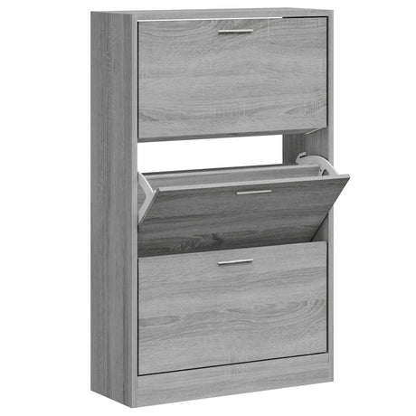 VidaXL Schuhschrank 63x24x103 cm, fertiges Holz, grau Sonoma