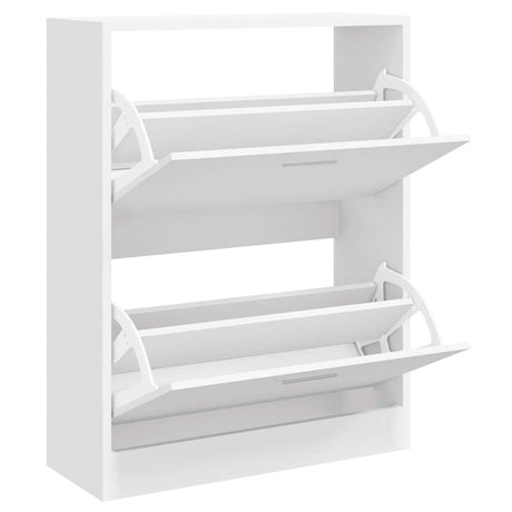 Vidaxl Schuhschrank 63x24x81 cm verarbeitetes Holz Hochglanz weiß