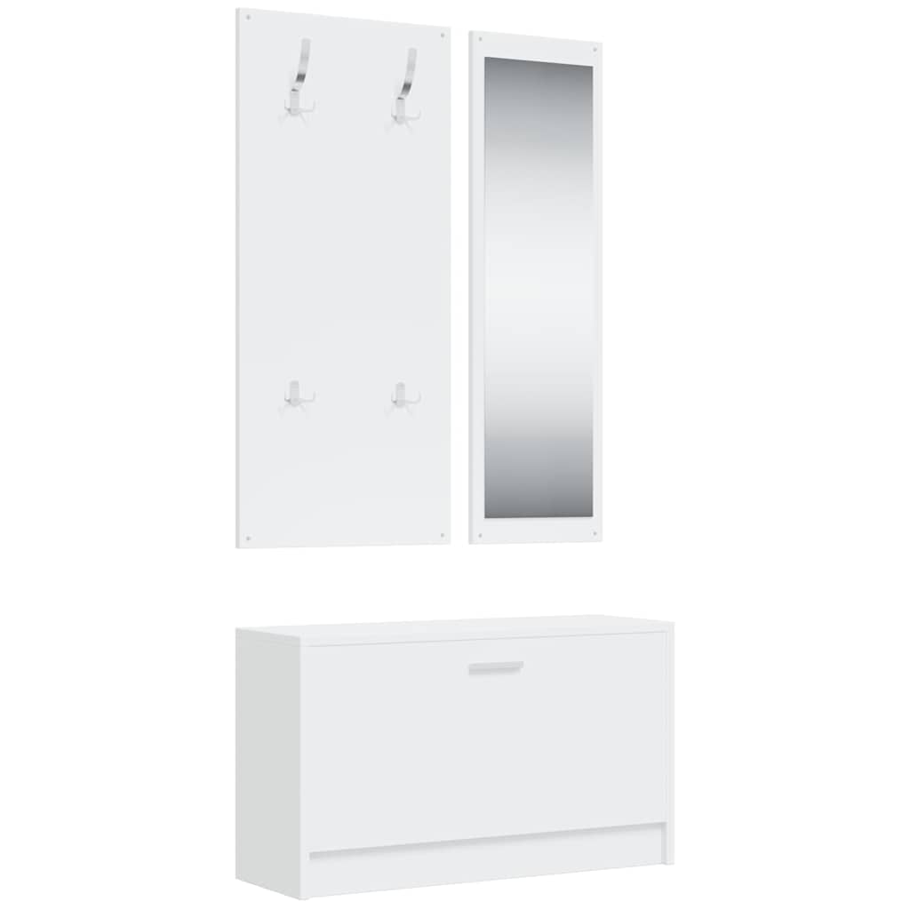 Vidaxl Schuhschrank Set 3-in-1 bearbeitetes Holz weiß