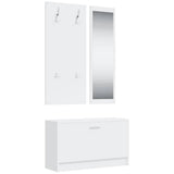 Vidaxl Schuhschrank Set 3-in-1 bearbeitetes Holz weiß