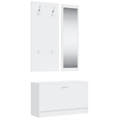 Vidaxl Schuhschrank Set 3-in-1 bearbeitetes Holz weiß