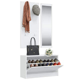 Vidaxl Schuhschrank Set 3-in-1 bearbeitetes Holz weiß