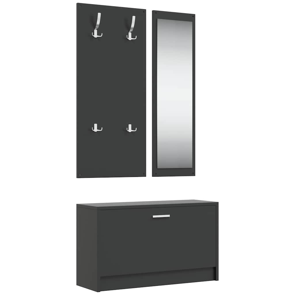 Vidaxl Schuhschrank Set 3-in-1 bearbeitetes Holzschwarz
