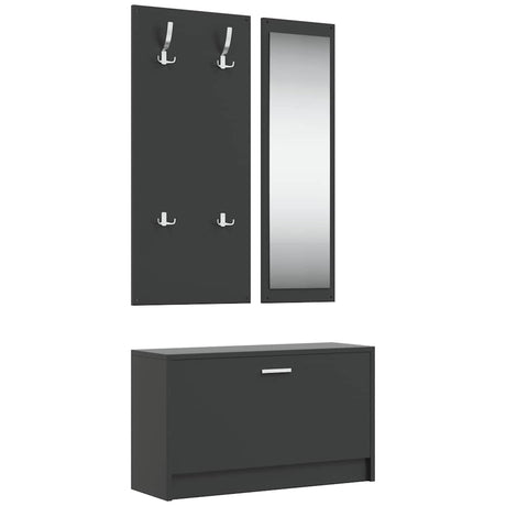 Vidaxl Schuhschrank Set 3-in-1 bearbeitetes Holzschwarz